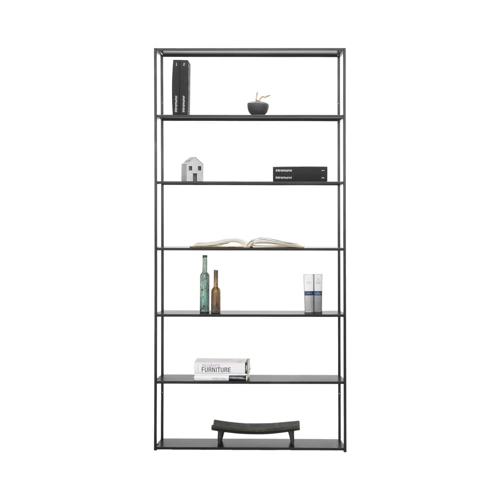 Bibliothèque Easy Irony métal noir / L 104 x H 226 cm - Zeus - Noir cuivré - Acier peint