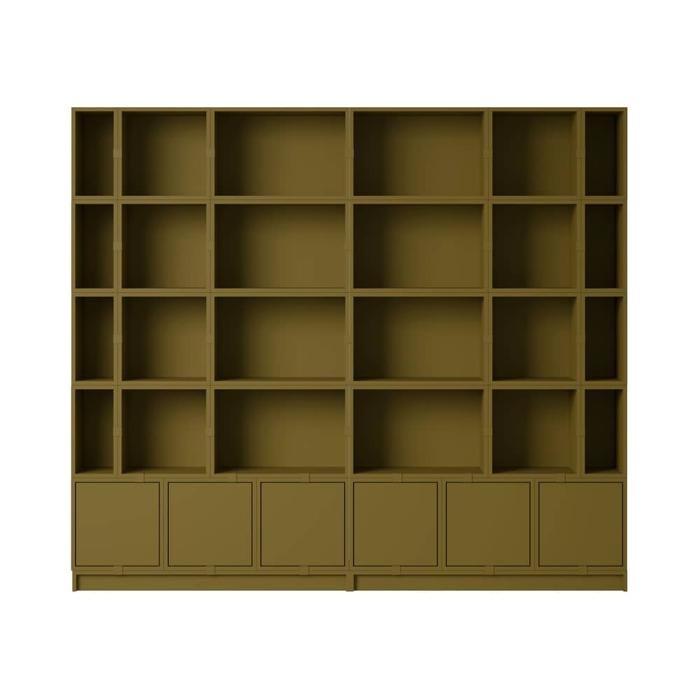 Stacked Bookcase wood green / Configuration 1 - W 262 x H 228 cm - Muuto - Khaki green - Lacquered steel, Painted MDF