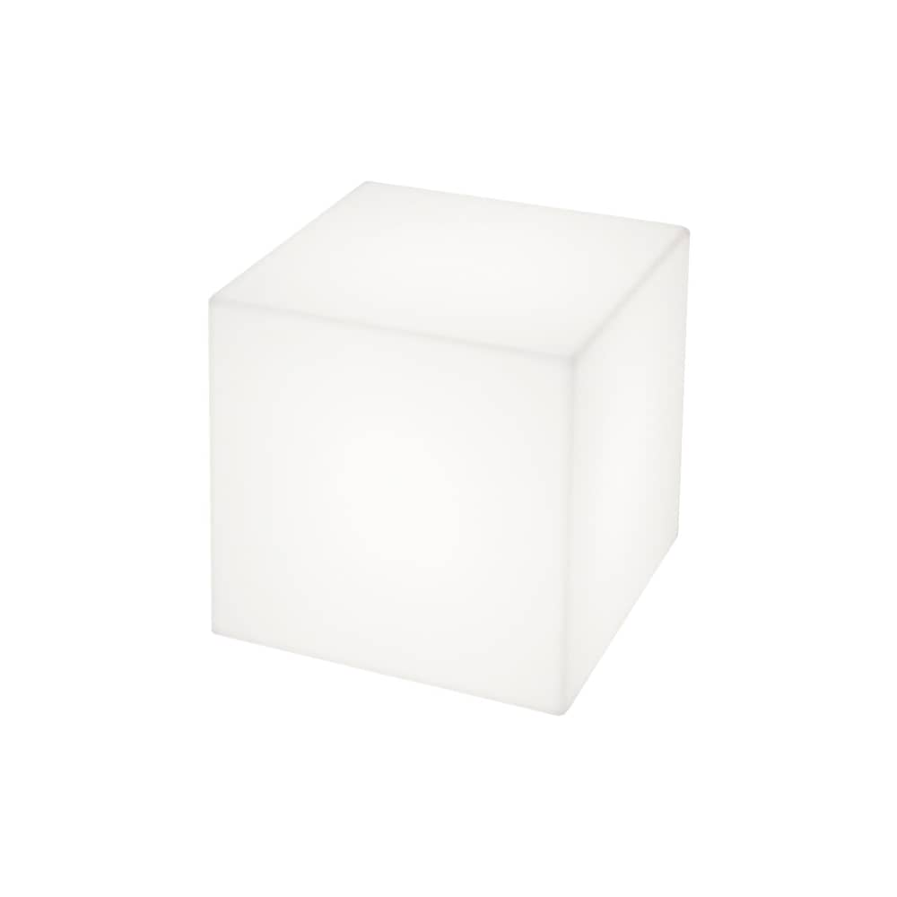 Cubo LED RGB Luminous low stool - Wireless - 43 x 43 x 43 cm by Slide - White / Outdoor - 43 x 43 x 43 cm - Recyclable polyethylene