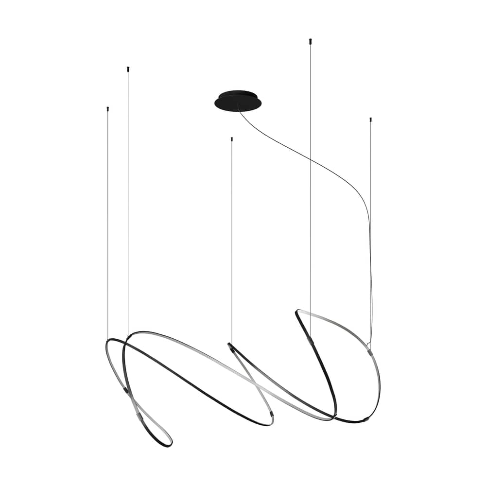 Sospensione Zigouzi LED metallo nero / L 180 cm - Dix Heures Dix - Nero - Alluminio anodizzato, Silicone
