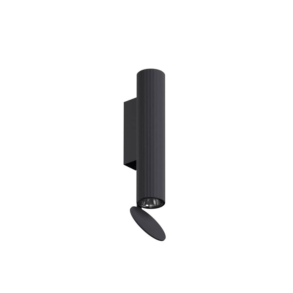Flauta Riga OUTDOOR Wall light metal black / LED - Vertical stripe pattern / H 22.5 cm - Flos - Black - Aluminium
