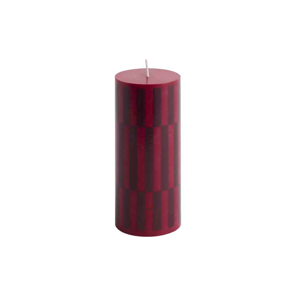Bougie bloc Column / Ø 6,5 x H 15 cm - Hay - Lie-de-vin et bordeaux - Huile, Stéarine