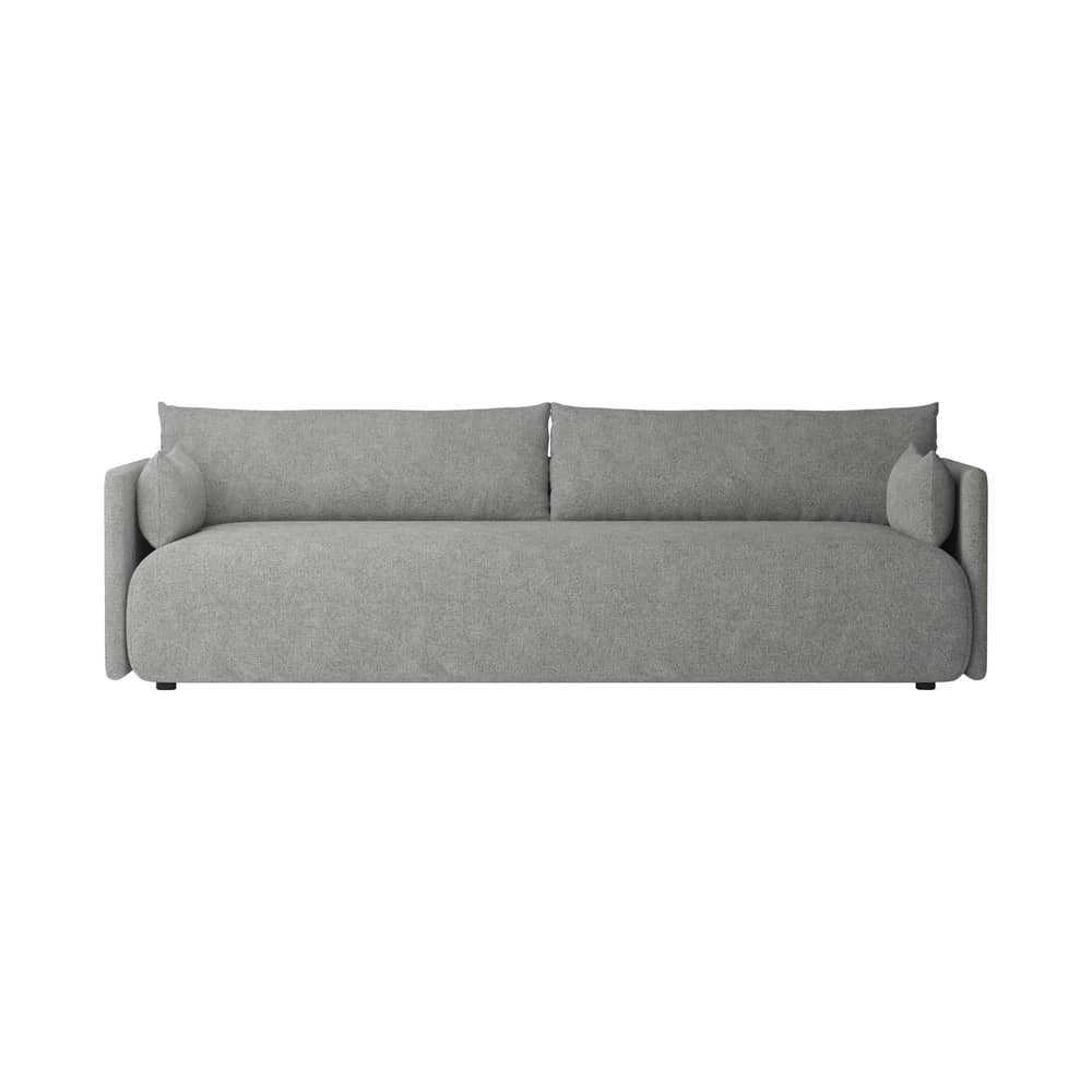 Canapé droit Offset tissu gris / 3 places - L 228 cm - Audo Copenhagen - Audo Bouclé 16 / Gris - Mousse HR, Pin, Ressorts acier, Tissu Audo Bouclé