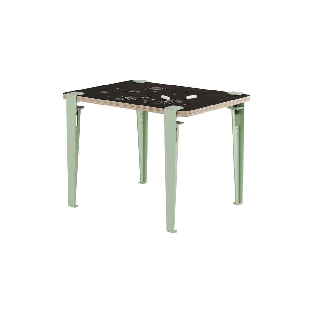 Vice Versa Children\'s desk wood green / 70 x 50 cm - Reversible Slate grey / Stratified - TIPTOE - Slate grey & Stratified white / Green Dino - Powder coated steel, Slate, Stratified