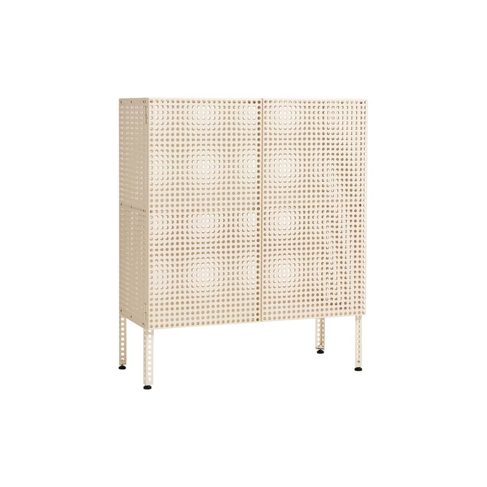 Highboard Perforated Cabinet Medium metall weiß / B 89 x H 106,5 cm - Hay - Naturfarben - thermolackierter Stahl