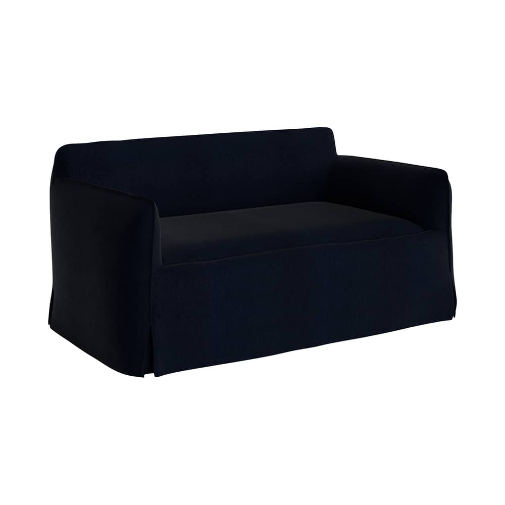 Canapé 2 places Mimi tissu bleu / L 160 cm - Hay - Bleu noir (tissu Turf) - Bois, Mousse de polyuréthane, Tissu