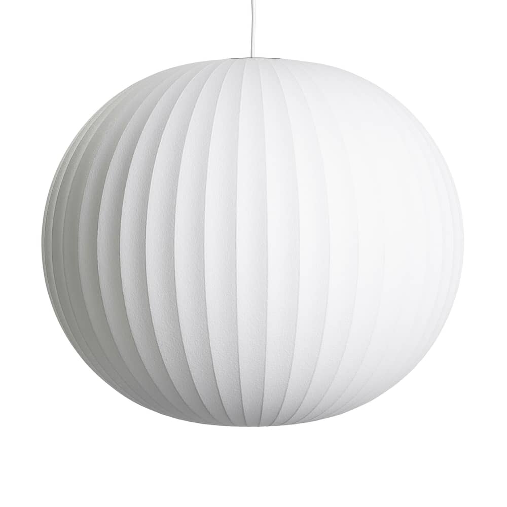 Bubble Ball Pendant metal white / Large - Vertical patterns - Hay - Ø 68 cm / Off-white -  Toile polymère, Steel