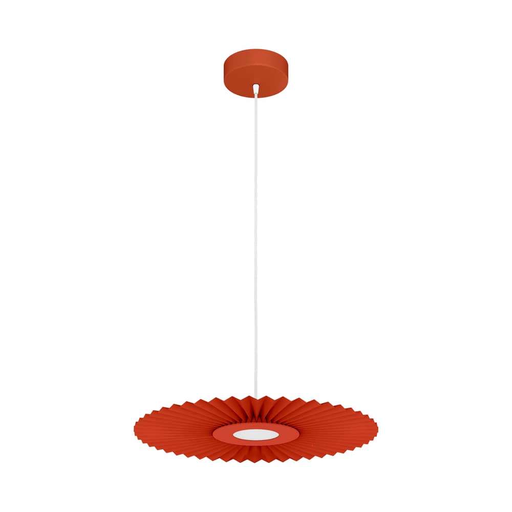 Carmen Pendant textile orange Small LED / Ø 50 cm - Hartô - Terracotta - Lacquered metal, Pleated fabric