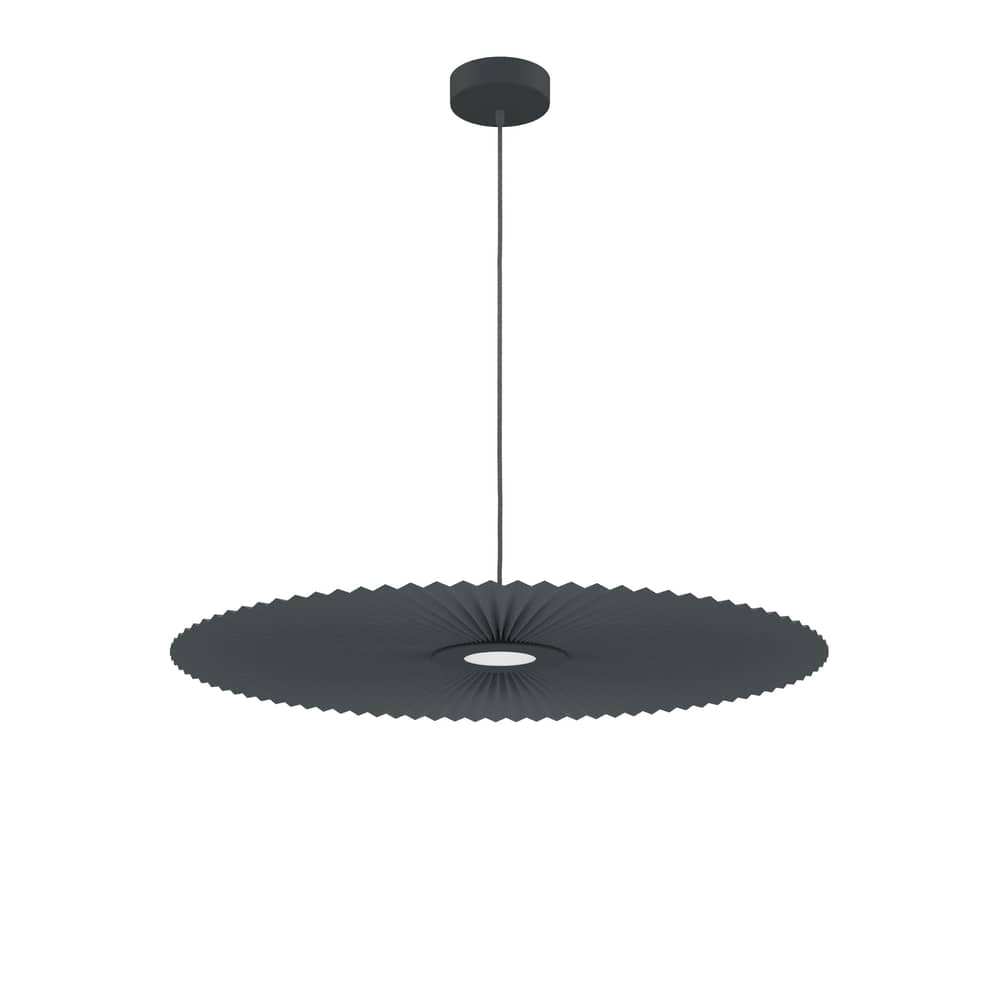 Suspension Carmen Medium tissu gris / LED - Ø 90 cm - Hartô - Gris ardoise - Métal peint, Textile contrecollé sur PET