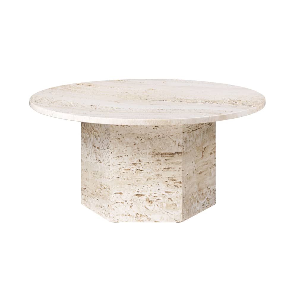 Table basse Epic pierre blanc / Travertin - Ø 80 cm - Gubi - Blanc neutre / Ø 80 cm - Travertin