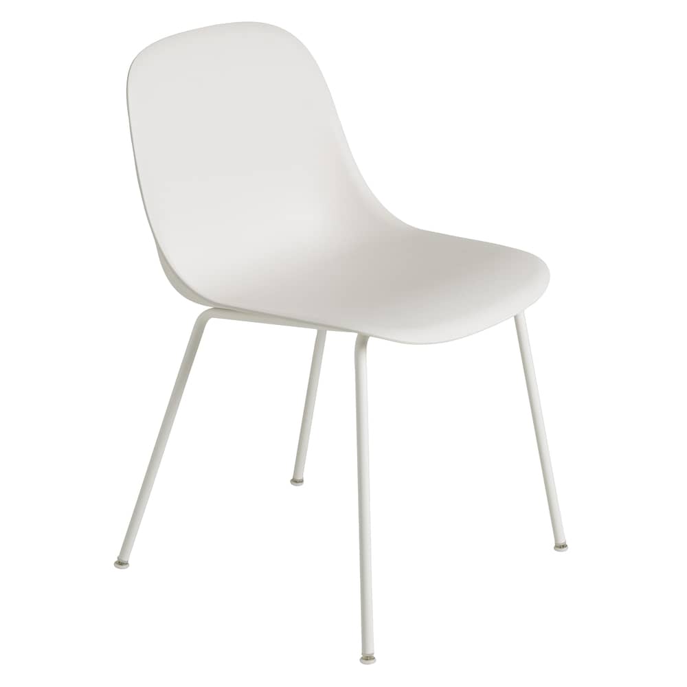 Chaise Fiber / Pieds métal - Plastique recyclé - Muuto - Blanc - Acier, Plastique recyclé