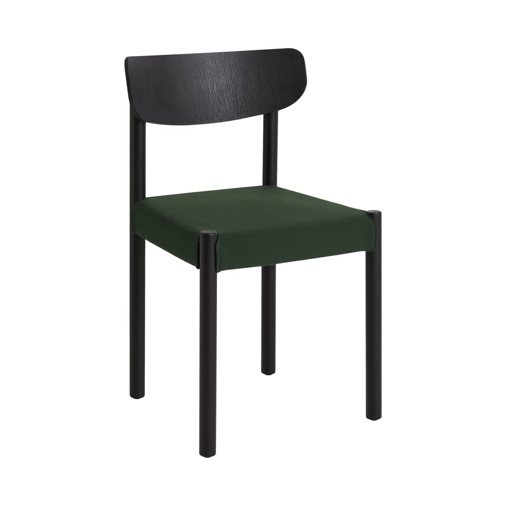 Chaise rembourrée Pack 11 / Dossier contreplaqué - Hay - Tissu vert (Steelcut 975) / Noir - Chêne laqué, Mousse, Tissu