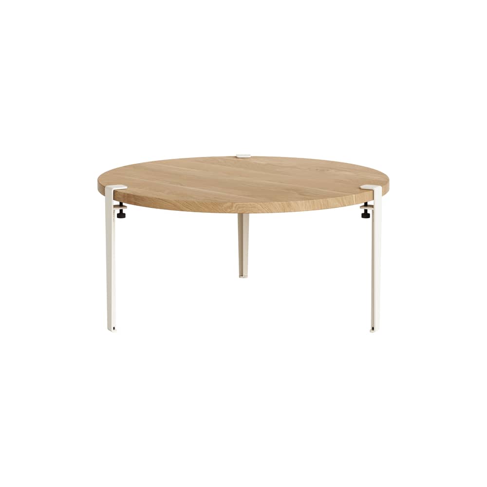 Couchtisch Brooklyn holz weiß / Ø 90 x H 43 cm - Massive Eiche - TIPTOE - Eiche / Cremeweiße Füße - Eiche natur