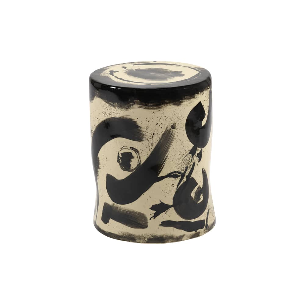 Pawn Sophia 06 End table ceramic beige / Ø 27 x H 34 cm - Serax - Beige & black - Enamelled sandstone