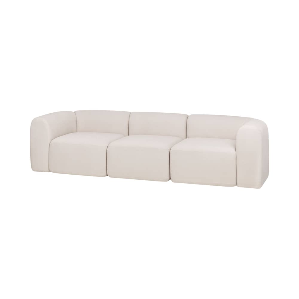 Sofa Flom textil beige / 3-Sitzer - L 262 cm - NOO.MA - Beige Wolke - Holz, Polyester-Gewebe, Polyesterwattefüllung