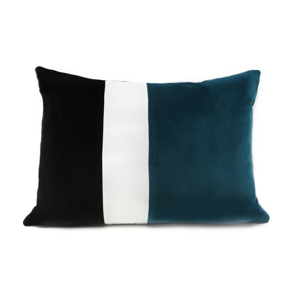 Kissen Sicilia textil blau / Velours - 40 x 55 cm - Maison Sarah Lavoine - Blau, schwarz, Jasmin - Schaumstoff, Velours