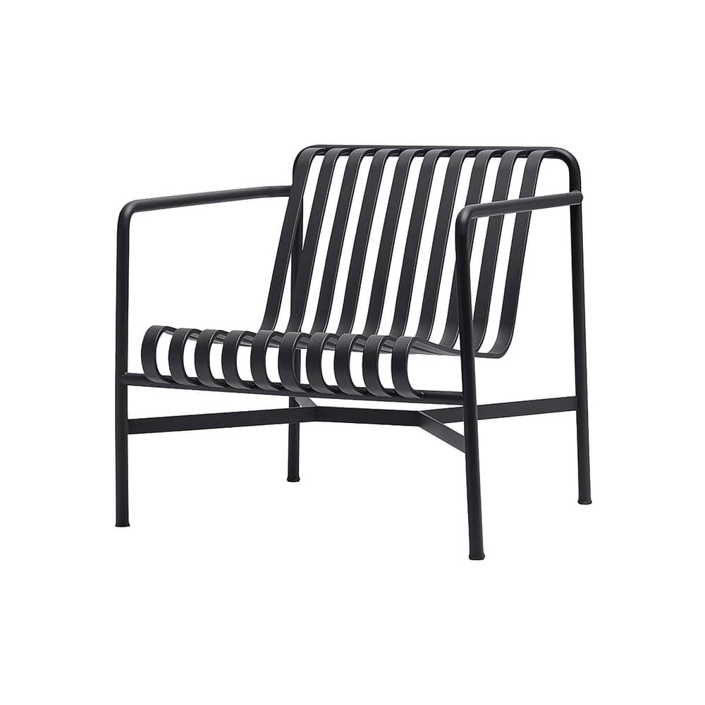 Palissade Low armchair metal grey black Low backrest - R & E Bouroullec - Hay - Anthracite - Epoxy lacquered steel