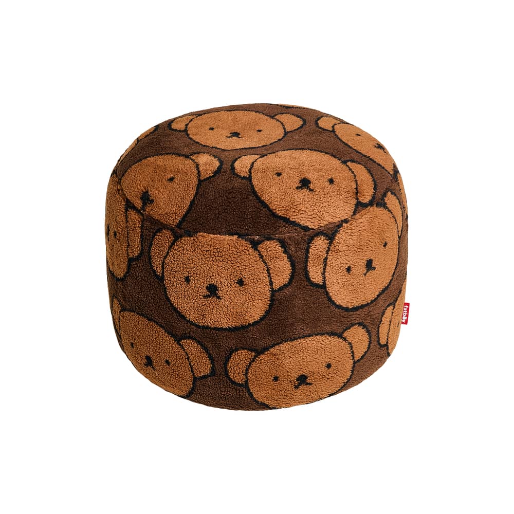 Pouf enfant Point x Miffy / Tissu duveteux - Ø 50 cm - Fatboy - Motif Teddy / Marron -  Micro-billes EPS, Tissu peluche