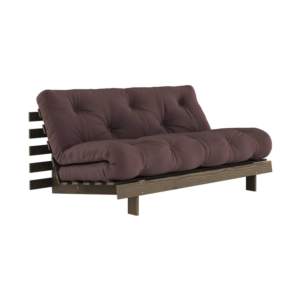 Schlafcouch Roots holz braun / B 160 cm - 3 Positionen / Struktur Braun - KARUP - Braun 715 / Holz Braun - FSC-zertifizierte, lackierte Massivkiefer, Gewebe, Recycelte Mischfasern, Schaumstoff
