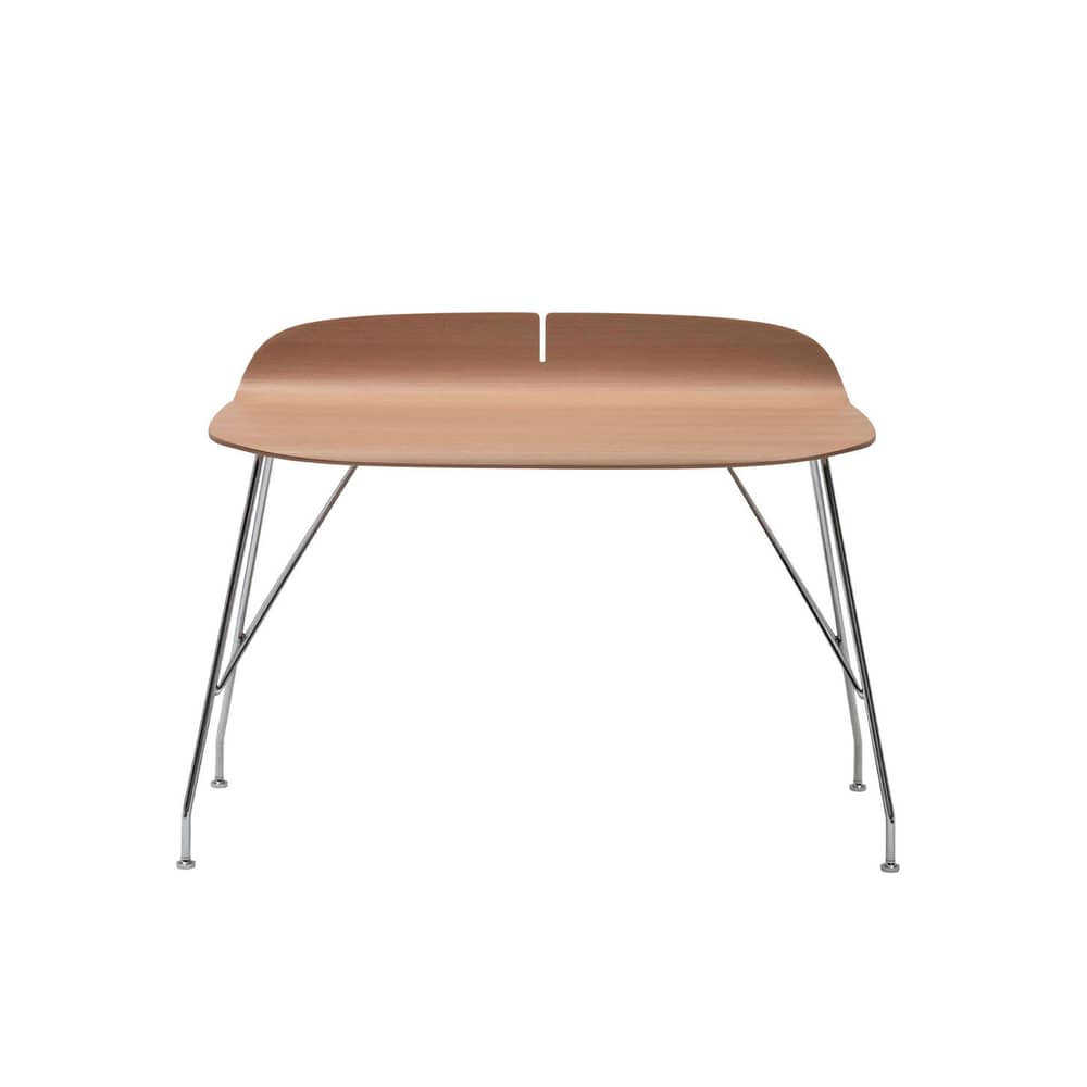 Scrivania Earl of wood legno naturale / 119 x 65 cm - Legno curvato - Kartell - Legno chiaro / Gamba cromata - Acciaio cromato, Faggio