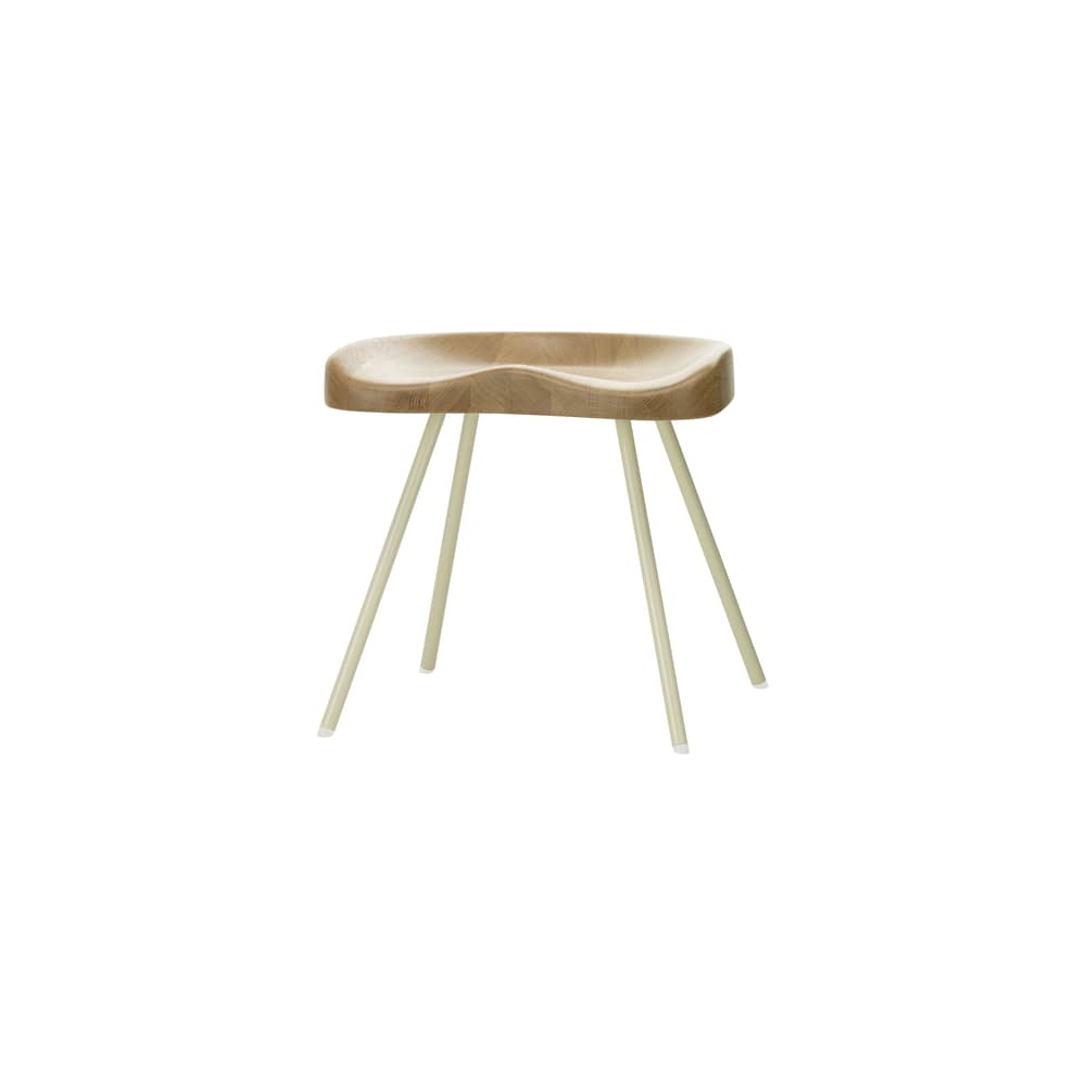 Sgabello N° 307 legno naturale / Jean Prouvé, 1951 - Vitra - Rovere naturale / Colomba bianca - Acciaio, Rovere massello naturale