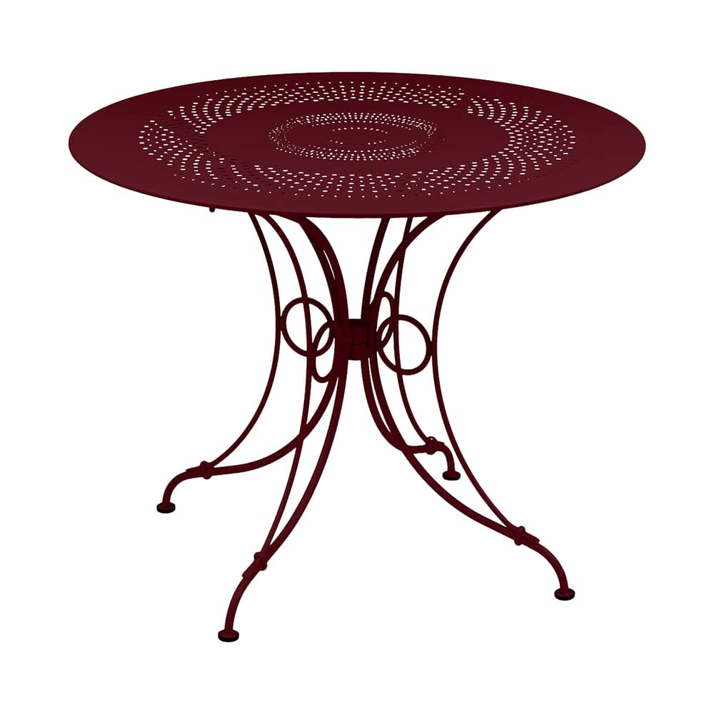 Table ronde 1900 / Ø 96 cm - Trou parasol / 5 personnes - Fermob - Cerise noire - Acier