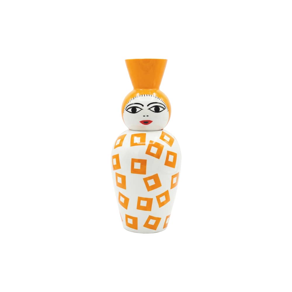 Canopie - Amina Vase ceramic orange / With Lid - Ø 17 x H 41.6 cm - Seletti - Amina / Orange - China