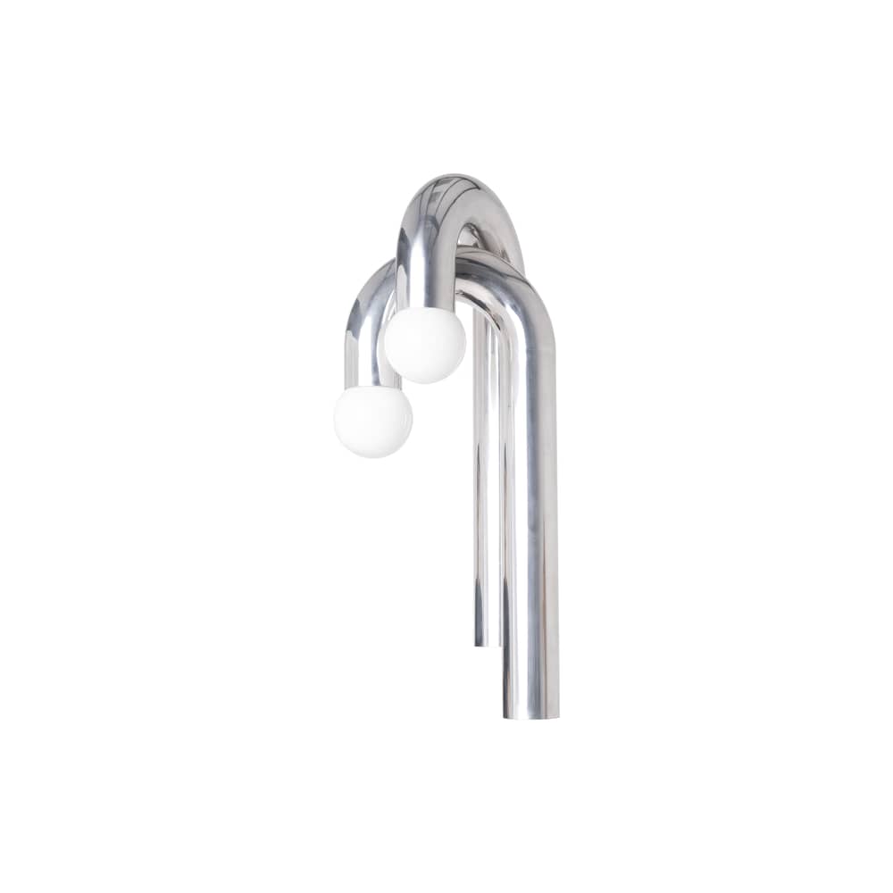 Applique avec prise Potence Double métal argent / H 110 cm - Axel Chay - Poli miroir - Aluminium poli, Verre