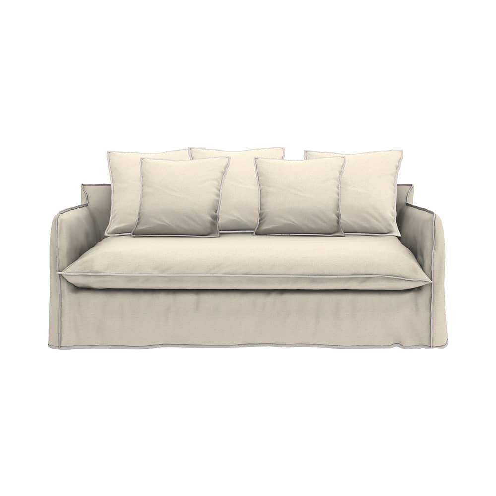 Canapé convertible Ghost 15 tissu blanc / 2 places - L 200 cm - Gervasoni - Blanc (tissu bouclé Nantes) -  Plumes, Bois, Mousse polyuréthane, Tissu