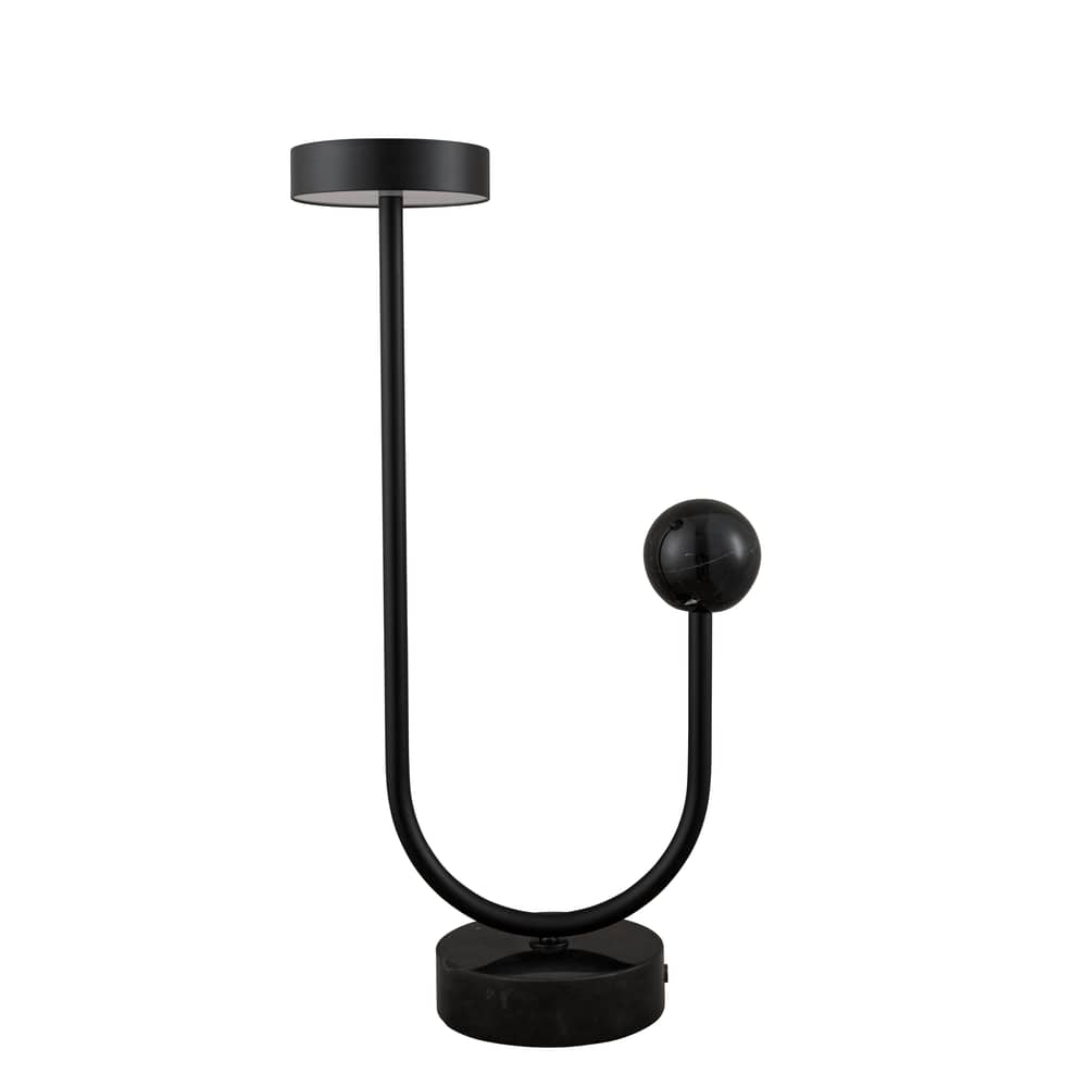 Lampe de table Grasil LED   / L 28,5 x H 56 cm - Métal & marbre - AYTM - Noir - Acier, Marbre