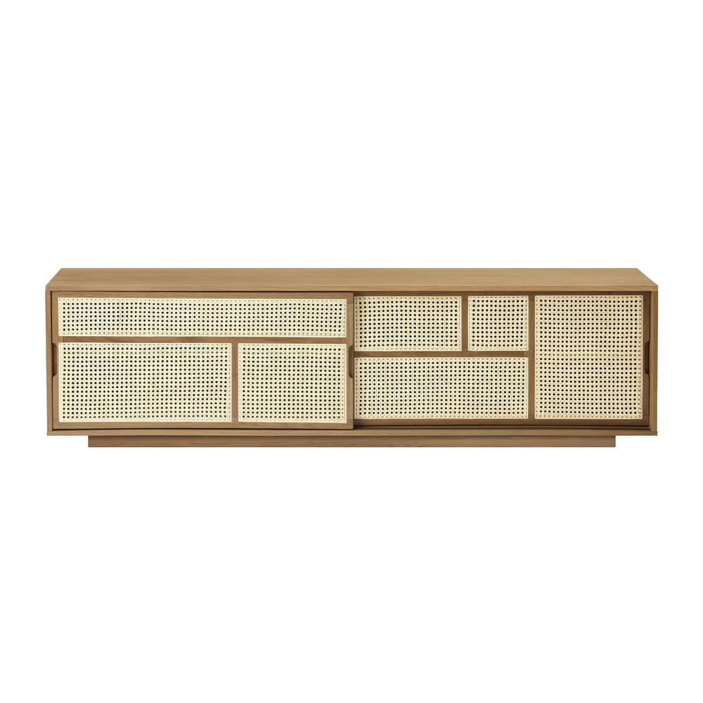 Buffet Air bois naturel / Meuble TV - Cannage rotin - L 180 x H 50 cm - Design House Stockholm - Chêne / Rotin naturel - Cannage de rotin, MDF plaqué chêne