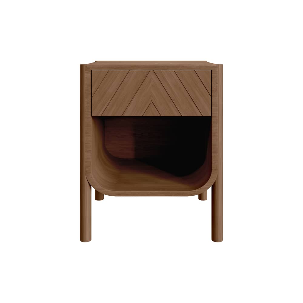 Table de chevet Marius bois marron / Tiroir - Hartô - Chêne teinté marron - Chêne massif teinté, MDF plaqué chêne teinté