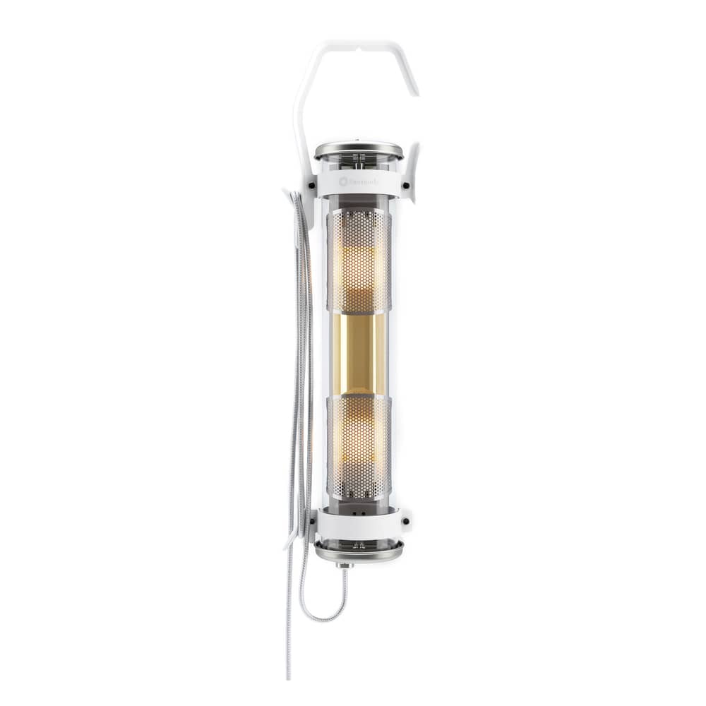 Lampada da esterno Balke metallo vetro bianco / L 65 cm - SAMMODE STUDIO - Bianco / Ottone - Acciaio inossidabile laccato, Alluminio anodizzato, Vetro borosilicato