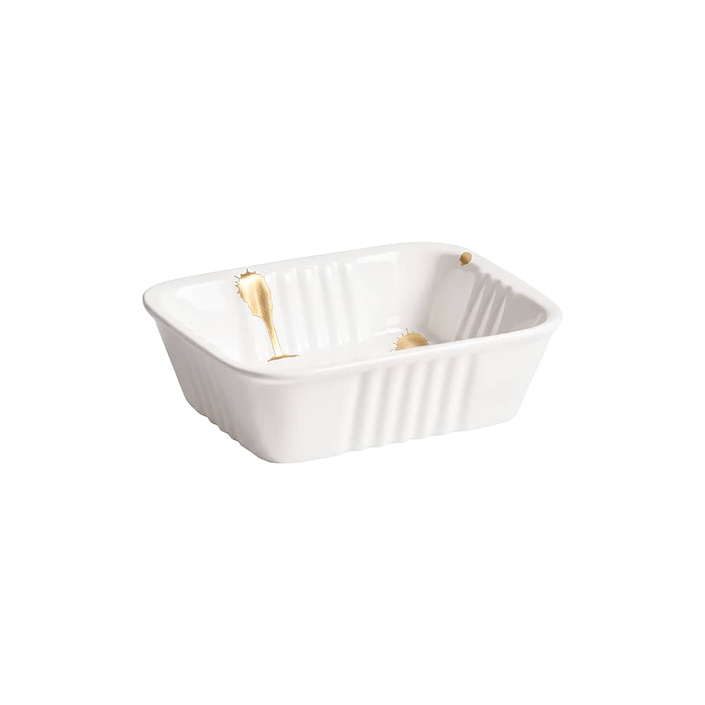 Plat Estetico Quotidiano Anniversary céramique blanc / 14 x 11 cm - Seletti - Blanc & or - Or fin véritable, Porcelaine
