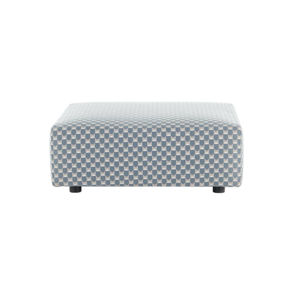 Pouf d\'extérieur Plastics OUTDOOR x Liberty tissu bleu / 88 x 88 x H 30 cm - Kartell - Bleu (Liberty Obi Check) - Polyuréthane expansé, Tissu outdoor