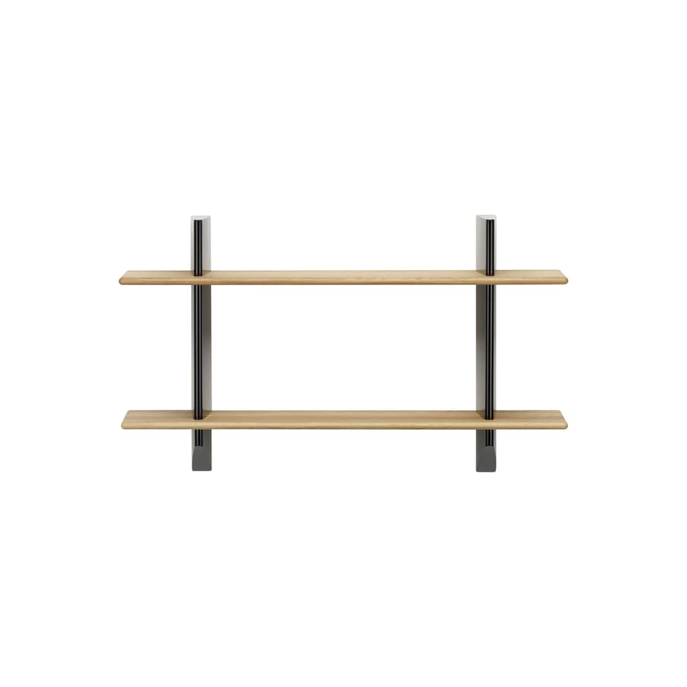 Rayonnage Mural Shelf metal wood black / Jean Prouvé, 1936 - L 118 x H 70 cm - Vitra - Black / Natural oak - Solid oak, Steel
