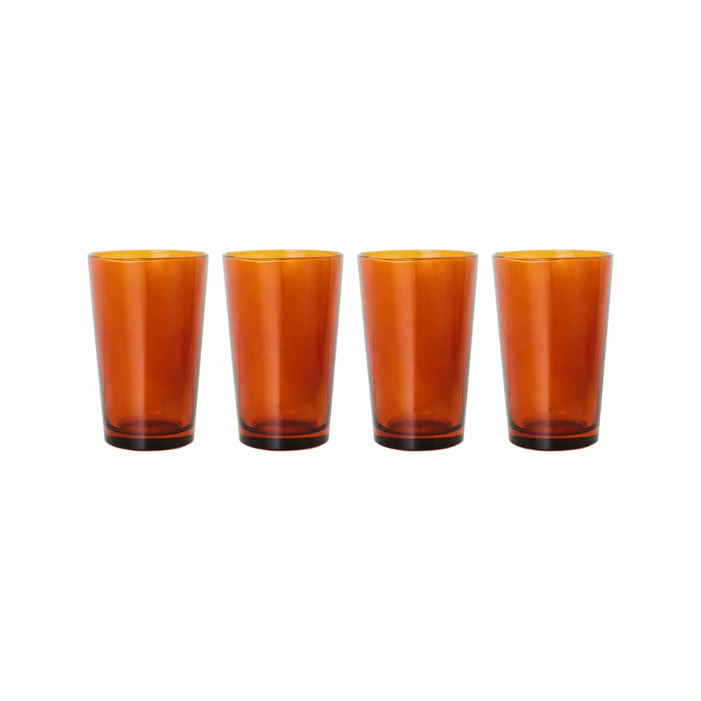 Bicchiere 70s glassware vetro arancione / Set di 4 - 43 cl - HK LIVING - Ambra - Vetro