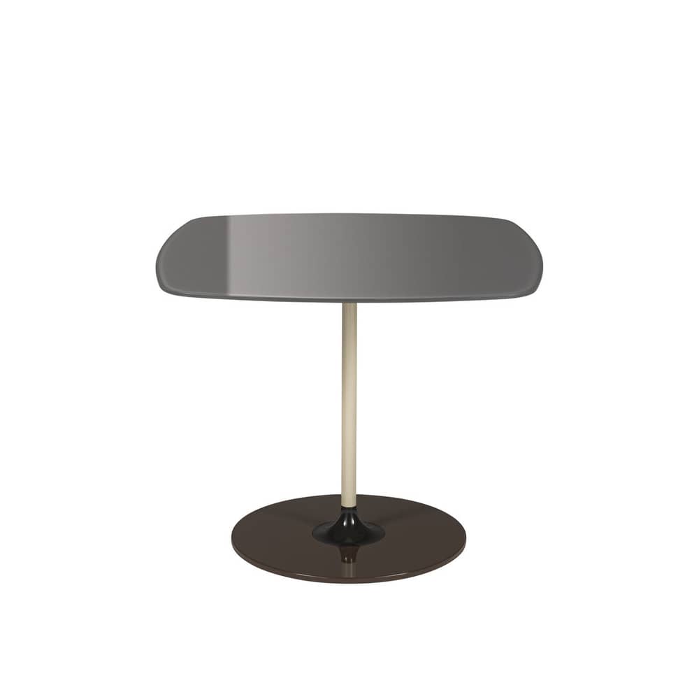 Thierry End table glass grey / 50 x 50 x H 40 cm - Glass - Kartell - Light grey - Painted steel, Soak glass
