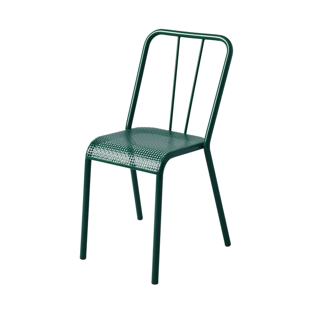 T37 Tressée Stacking chair metal green / Reédition 1937 - Woven seat - Tolix - Licken green Foam - Stainless steel