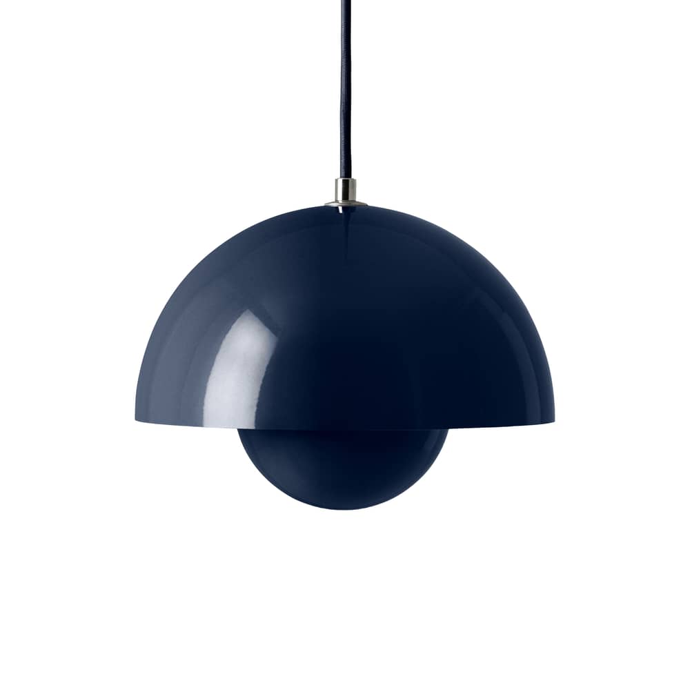 Suspension Flowerpot VP1 métal bleu / Ø 23 cm - By Verner Panton, 1968 - &tradition - Bleu acier - Aluminium laqué