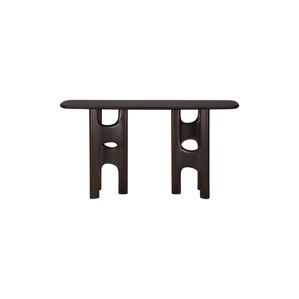 Consolle Flow legno marrone / L 150 x H 79 cm - Ethnicraft - Mogano rosa bruno - Mogano tinto