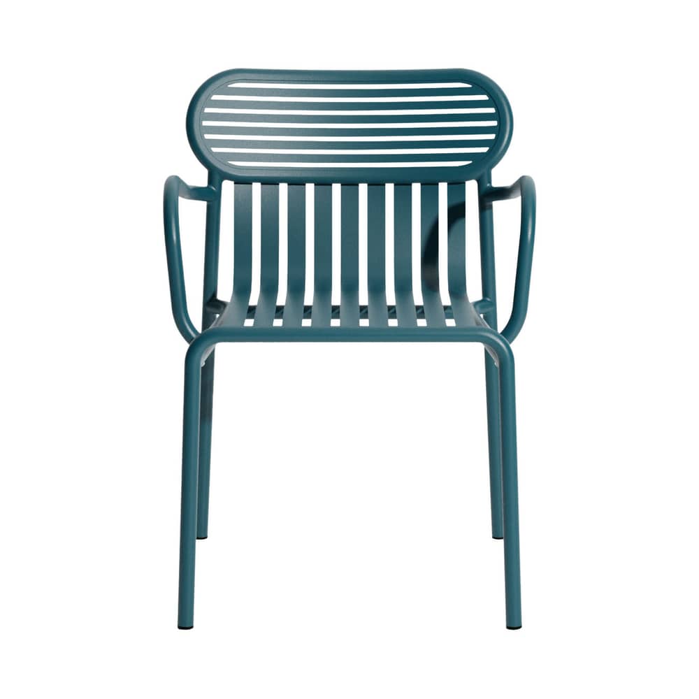 Fauteuil bridge empilable Week-end métal bleu / Aluminium - Petite Friture - Bleu Océan - Aluminium