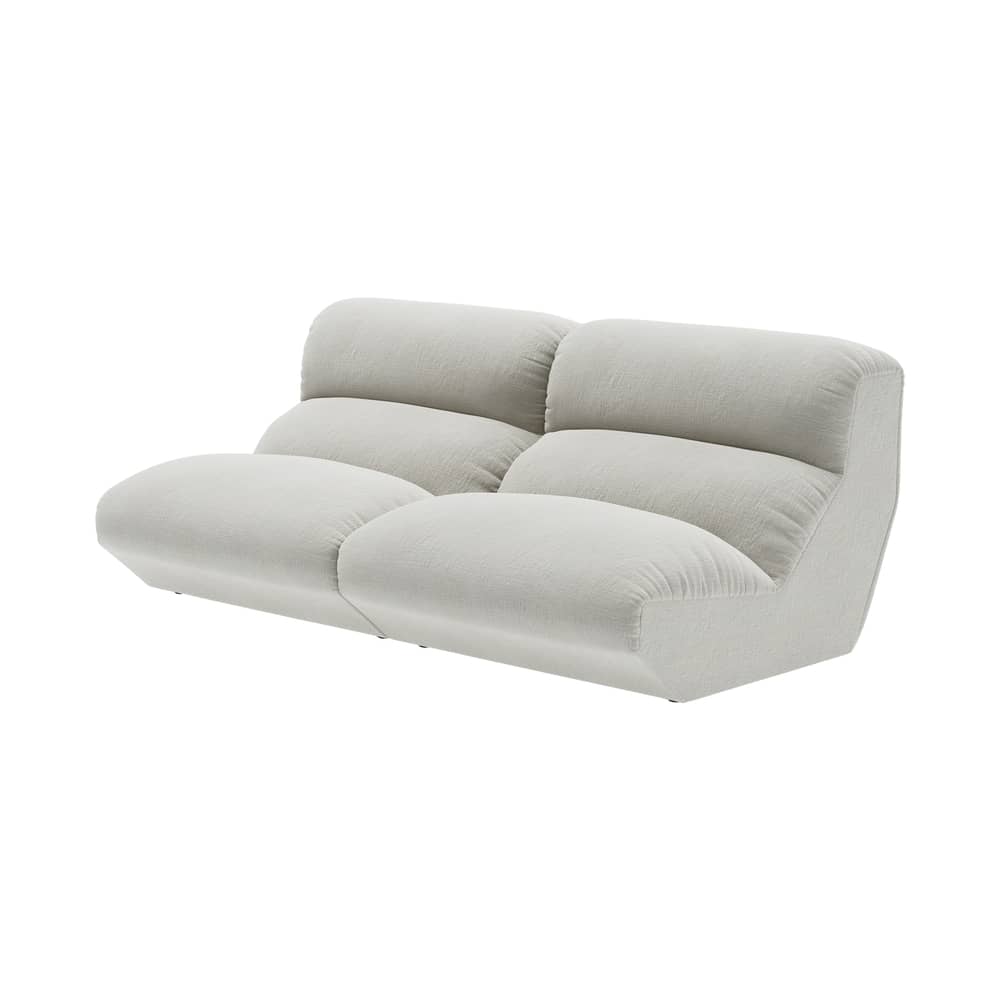 Sofa 2 Sitzer Hi Lo - Configuration A textil beige / L 220 cm - Modulierbar - &tradition - Naturfarben (Cifrado 0121) - Federn, FSC-zertifiziertes Holz, Polyesterwatte, Stoff mit EU Ecolabel, Zertifizierter HR-Schaum (High Resilience)