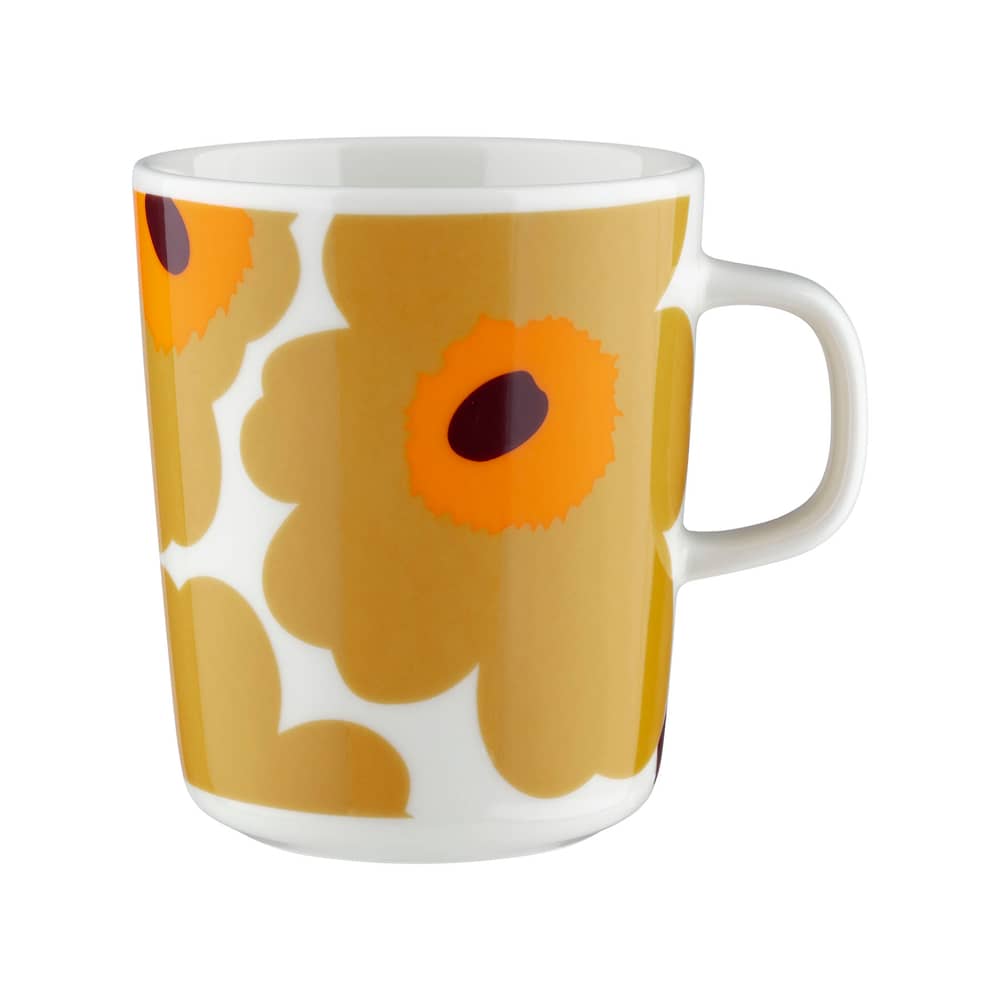 Mug Unikko céramique orange / 25 cl - Marimekko - Unikko / Blanc, caramel, orange - Grès