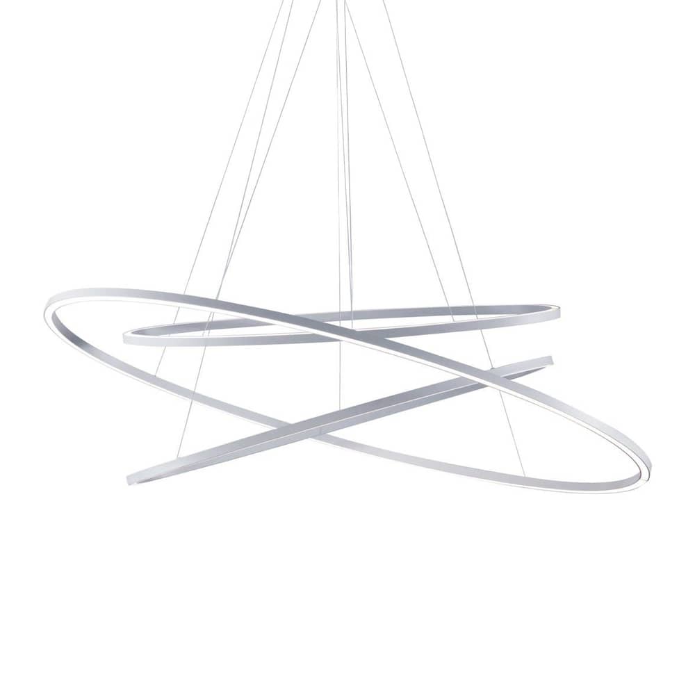 Pendelleuchte Ellisse Triple LED silber metall / 135 x 70 cm - Licht nach oben & unten - Nemo - Aluminium poliert - extrudiertes Aluminium, Methacrylate