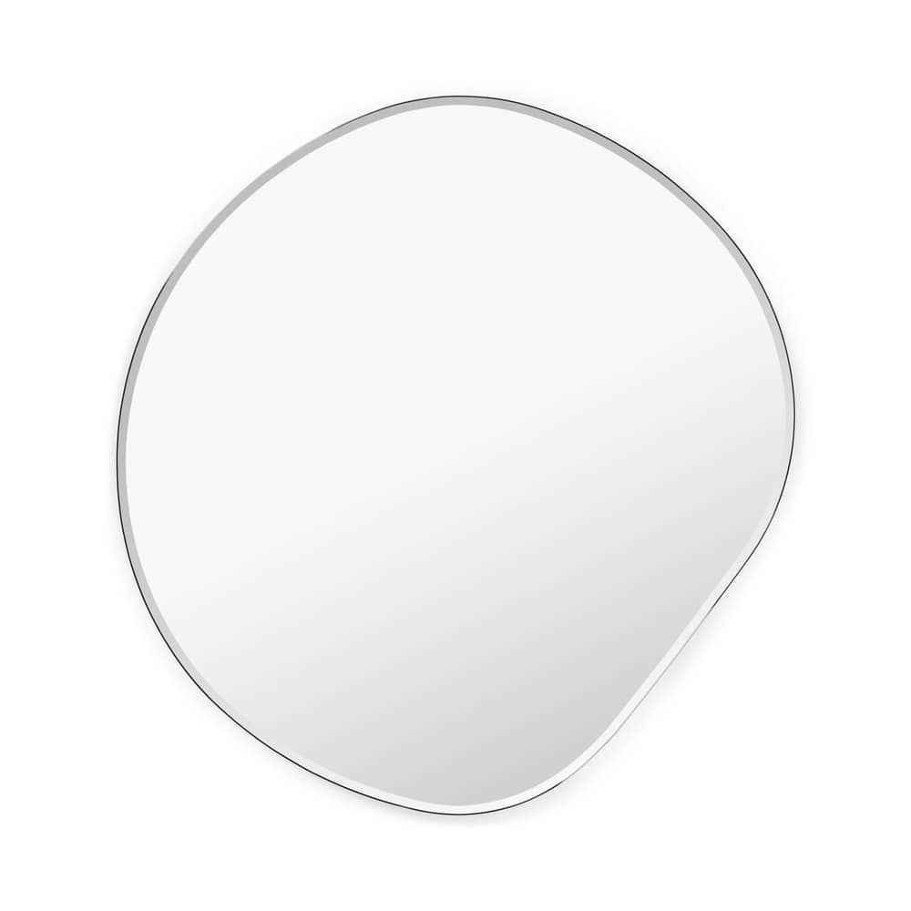Specchio murale Pond XL grigio argento metallo / 87 x 94 cm - Ferm Living - Cromo scuro - MDF tinto, Vetro, Zinco cromato
