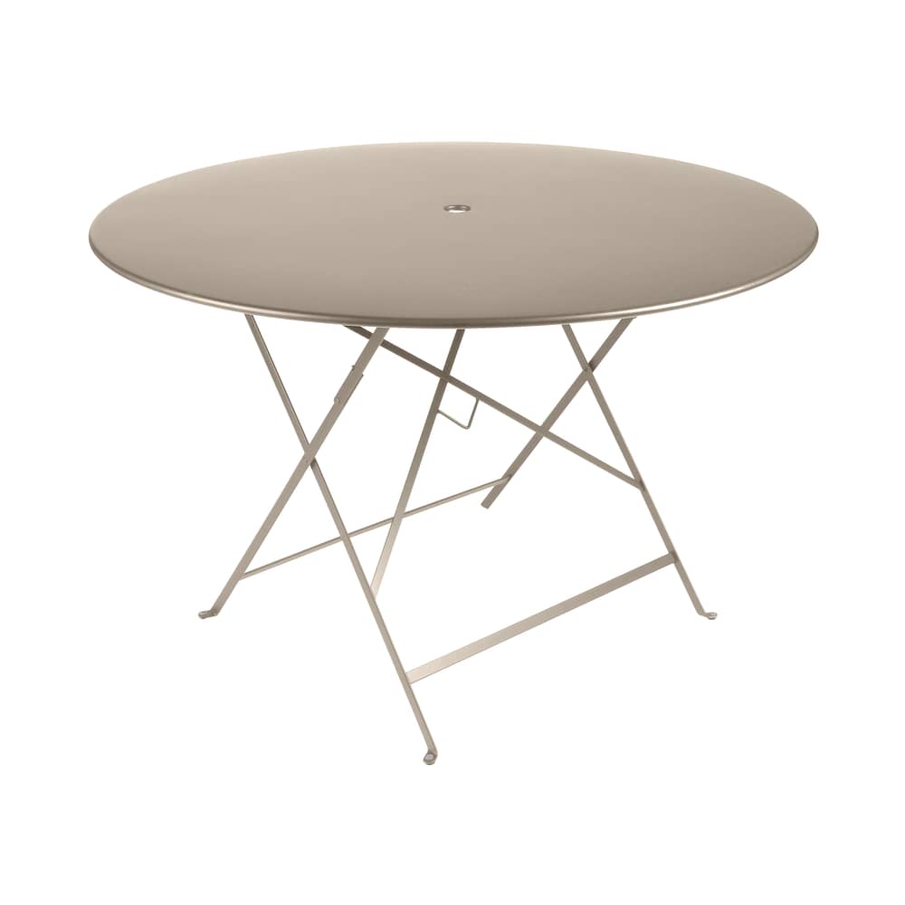 Bistro Foldable table metal beige Ø 117 cm - 6/8 persons - Fermob - Nutmeg - Painted steel