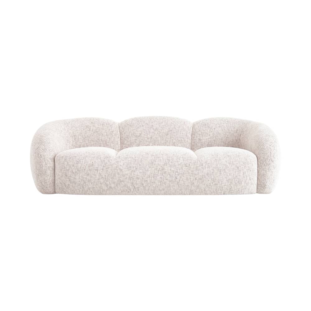 Sofa Dulcia textil beige / 3-Sitzer – L 231 cm - NV GALLERY - Beige Meliert - FSC-zertifiziertes Holz, High Density-Schaum, Tissu Tweed