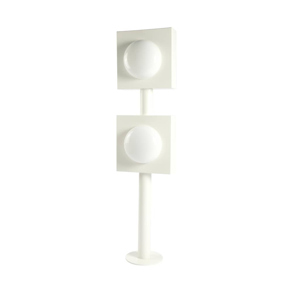 Hublot Double Floor lamp metal white / W 45 x H 200 cm - Axel Chay - White - Glass, Lacquered steel