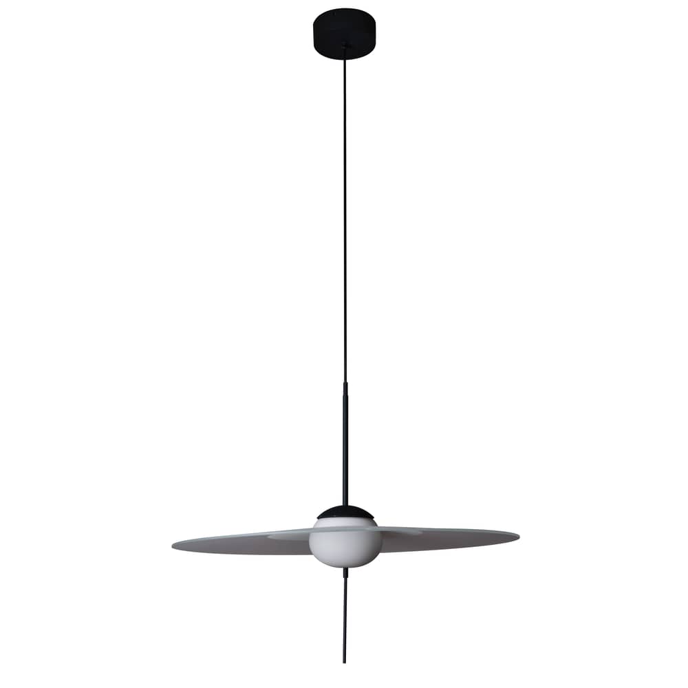 Pendelleuchte Mono L600 metall glas grau schwarz / LED - Ø 60 cm / Drehbar - DCW éditions - Ø 60 cm / Dunkelgrau - Aluminium, Glas